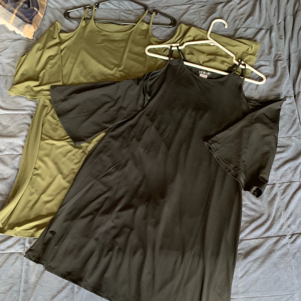 3 cold shoulder dresses, navy not in pictures